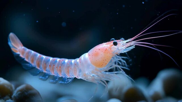 Mesopelagic Shrimp in Deep Ocean Habitat