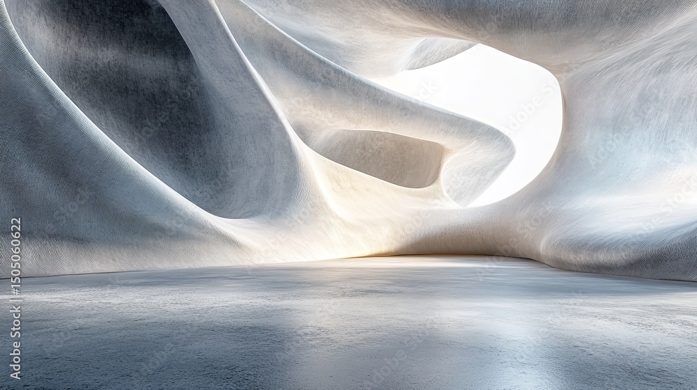 Poster abstract architecture design white futuristic interior background with light and shadow space 3d
