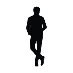 Silhouette of a man standing casually with legs crossed, showing a relaxed and confident posture