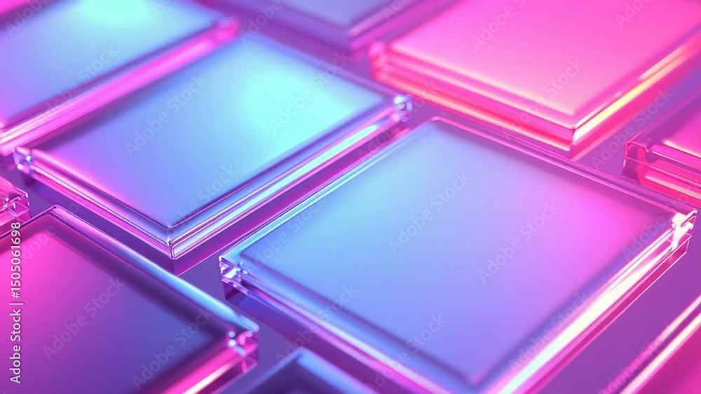 Poster illuminated squares create vibrant, layered effect in dynamic arrangement