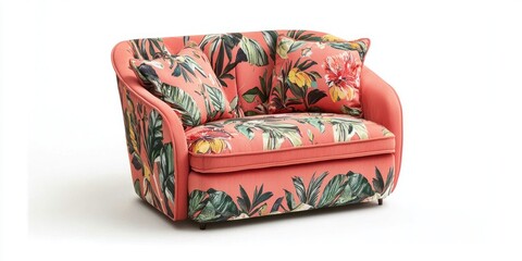 Loveseat with removable cushion covers in soft fabric on white background