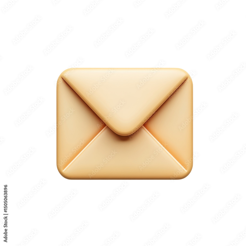 Poster an inviting golden envelope symbolizing connection and anticipation of on transparent background