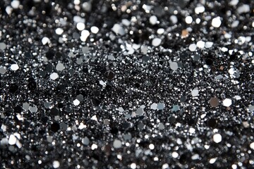 Black glitter texture close-up