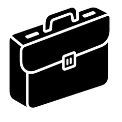 A black briefcase illustration in isometric style.