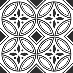 Fototapeta premium Seamless Geometric Pattern – Modern Black and White Abstract Tile Design
