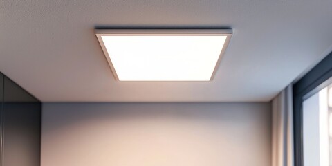 Minimalist LED panel ceiling light on white background