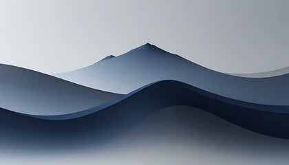 A serene vista unfolds with calming blue hills receding into the misty horizon, creating depth.