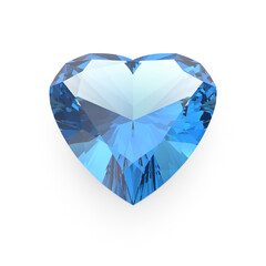 Fototapeta premium Heart Shape Cut Blue Topaz isolated on transparent background