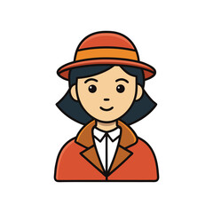 Woman In Coat and Hat logo vector illustration isolated on white background