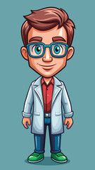 Friendly scientist in lab coat.