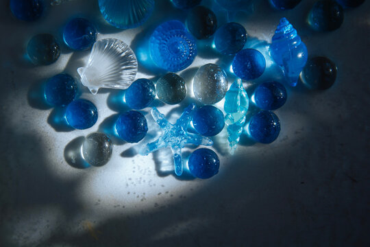 abstract background with colored glass figures for kids in summer holidays