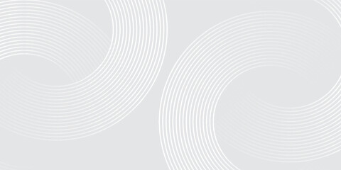 Abstract white glowing geometric lines on gray background. Modern shiny white circle lines pattern. Futuristic technology concept. vector eps10