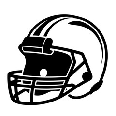 Fototapeta premium A black and white illustration of a football helmet, angled view.
