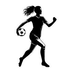 Female soccer player silhouette vector. Women Soccer Player icon silhouette illustration