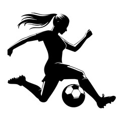 Female soccer player silhouette vector. Women Soccer Player icon silhouette illustration