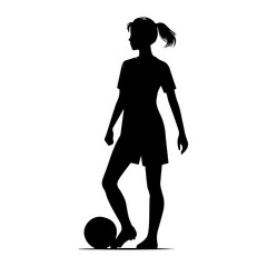 Female soccer player silhouette vector. Women Soccer Player icon silhouette illustration