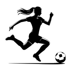 Female soccer player silhouette vector. Women Soccer Player icon silhouette illustration