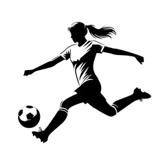 Female soccer player silhouette vector. Women Soccer Player icon silhouette illustration