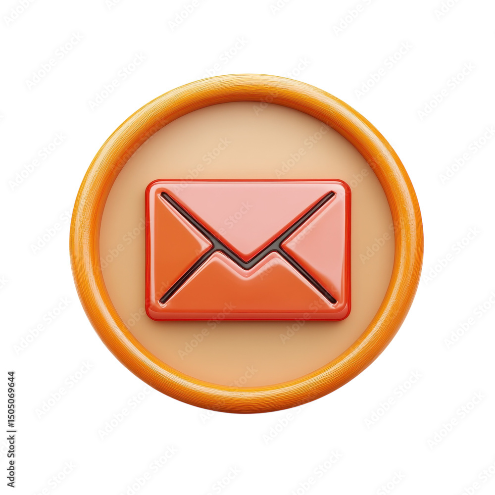 Poster a vibrant orange email icon nestled within a circle symbolizing modern on transparent background