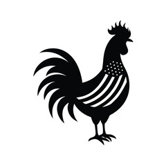 American Flag Rooster Silhouette Vector Illustration Design