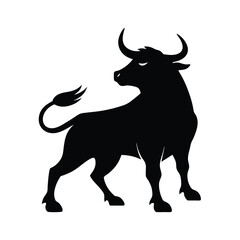 Black silhouette of a bull on white