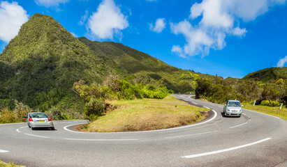 Virages du Col de Bellevue, plaine des Cafres, île de la Réunion 