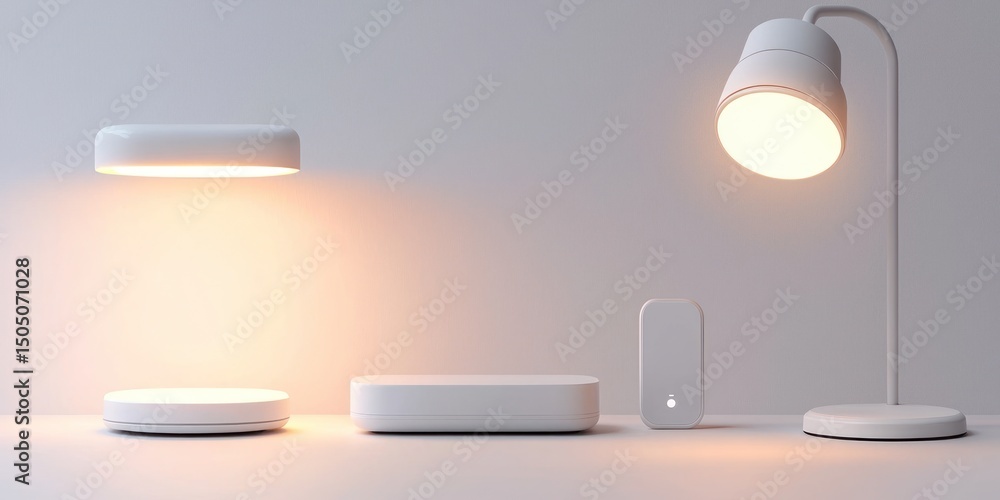 Poster multi-scene smart lamp for home automation on white background