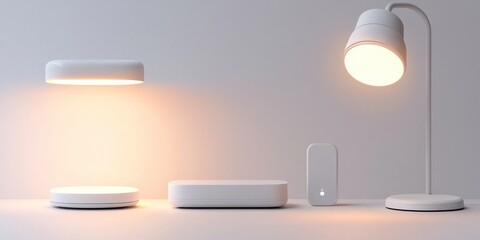 Multi-scene smart lamp for home automation on white background