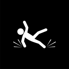 Wet Floor Warning Sign icon isolated on black background