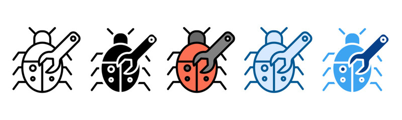 Bug Fixing Icon Set Multiple Style Collection