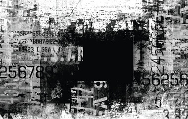 Abstract grunge lettering background. Monochrome abstract grunge black and white illustration	
