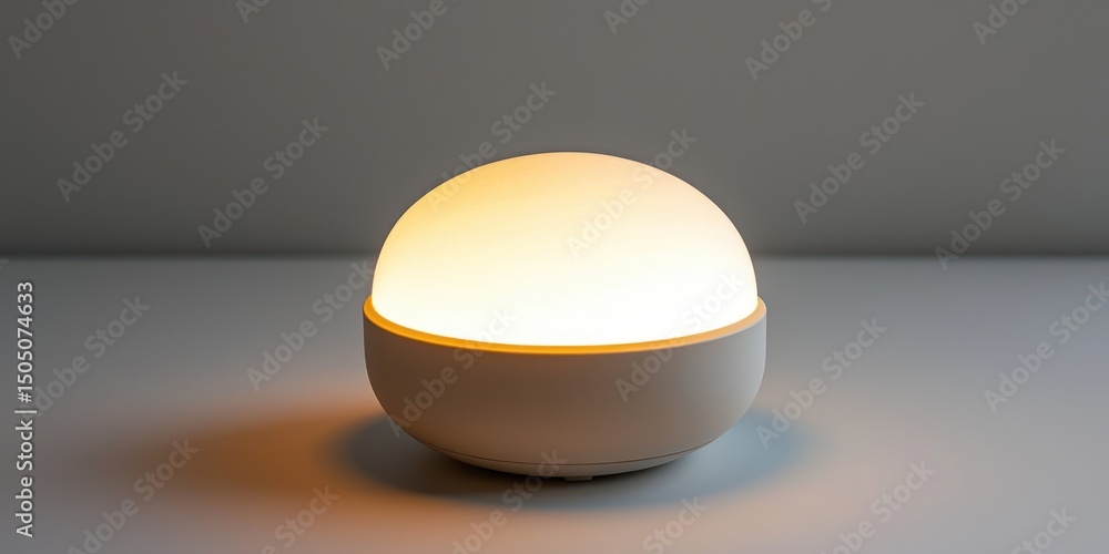 Poster rechargeable portable table light in round shape on white background