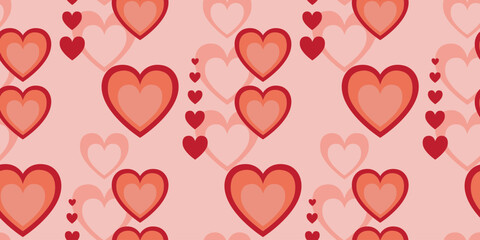 Love heart seamless pattern illustration. Cute romantic hearts background print. Valentine's day holiday backdrop texture, romantic wedding design.