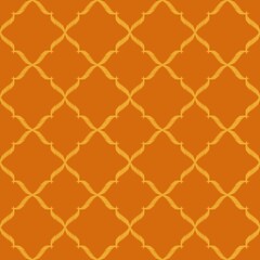 Geometric pattern featuring an interlocking trellis design in warm orange and yellow hues.
