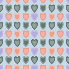 Repeating pattern of stylized hearts against a light blue background.