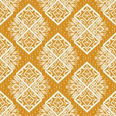 Geometric pattern featuring repeating diamond shapes with intricate floral and leaf motifs 