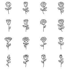 Line art Rose Silhouette Design Vector