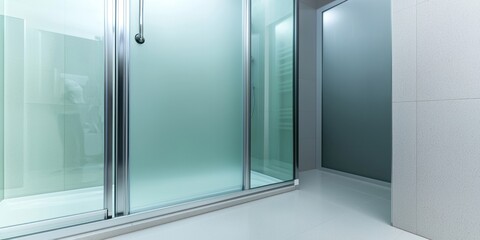 Fototapeta premium Shower enclosure with glass door on white background
