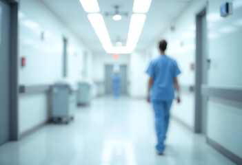 Blurred interior of hospital corridor- abstract medical background, Medical Background