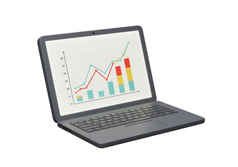 Laptop Displaying Business Growth Chart: Data Analysis & Financial Success