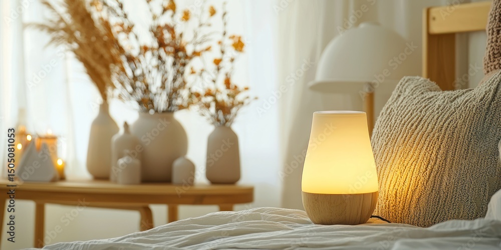 Poster smart bedside lamp with app control and color changing on white background