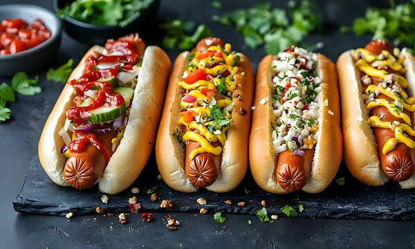 hot dog with mustard background ,generative ai