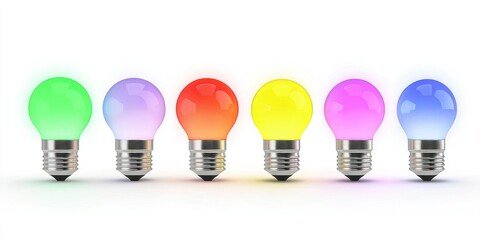 Smart LED bulb with color options on white background