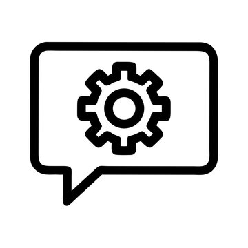 Chat Bubble with Gear Icon &ndash; Messaging Settings and Communication Tools Vector Illustration