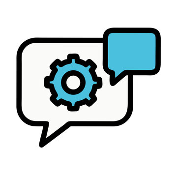Chat Bubble with Gear Icon &ndash; Messaging Settings and Communication Tools Vector Illustration