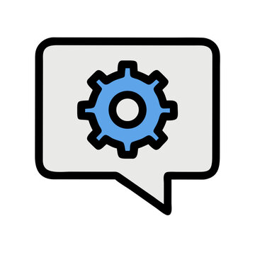Chat Bubble with Gear Icon &ndash; Messaging Settings and Communication Tools Vector Illustration