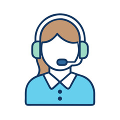 Obraz premium Customer Agent with Headset Icon – Support Representative, Call Center, Helpdesk Symbol