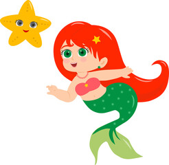 fantasy mermaid and starfish