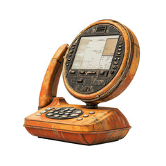 Relic of a bygone future a steampunk console whispers of forgotten voyages on transparent background