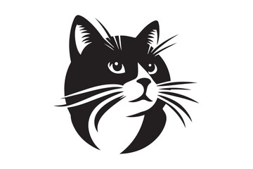 Cat Silhouette logo image. Black and White cat.